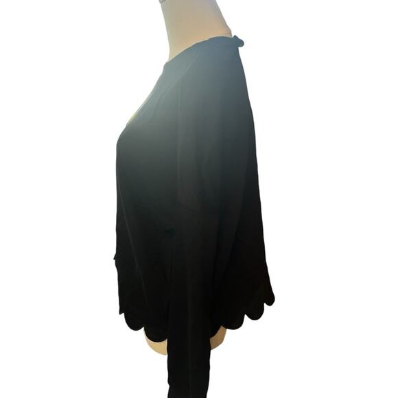 Aqua Crewneck Scalloped Edge Waist Athleisure Sweatshirt NEW Size XSmall - Picture 4 of 7